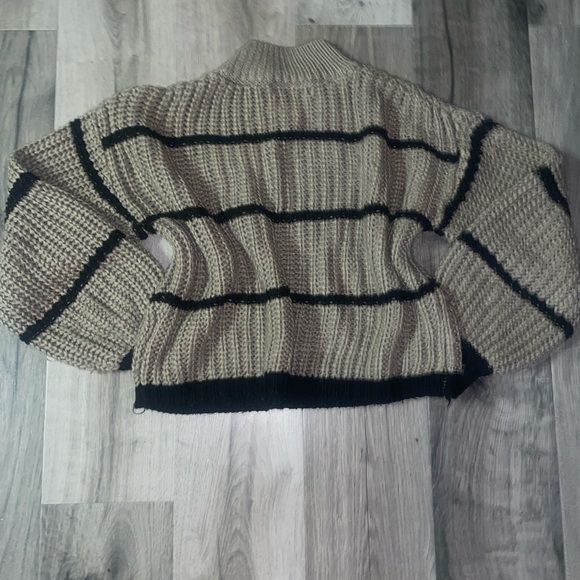 SHEIN Tan and Black Striped Turtleneck Sweater - Picture 2 of 2